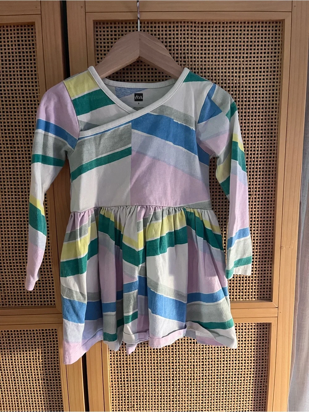 Tea Collection Pastel Multi-Stripe Long-Sleeve Dress 3T